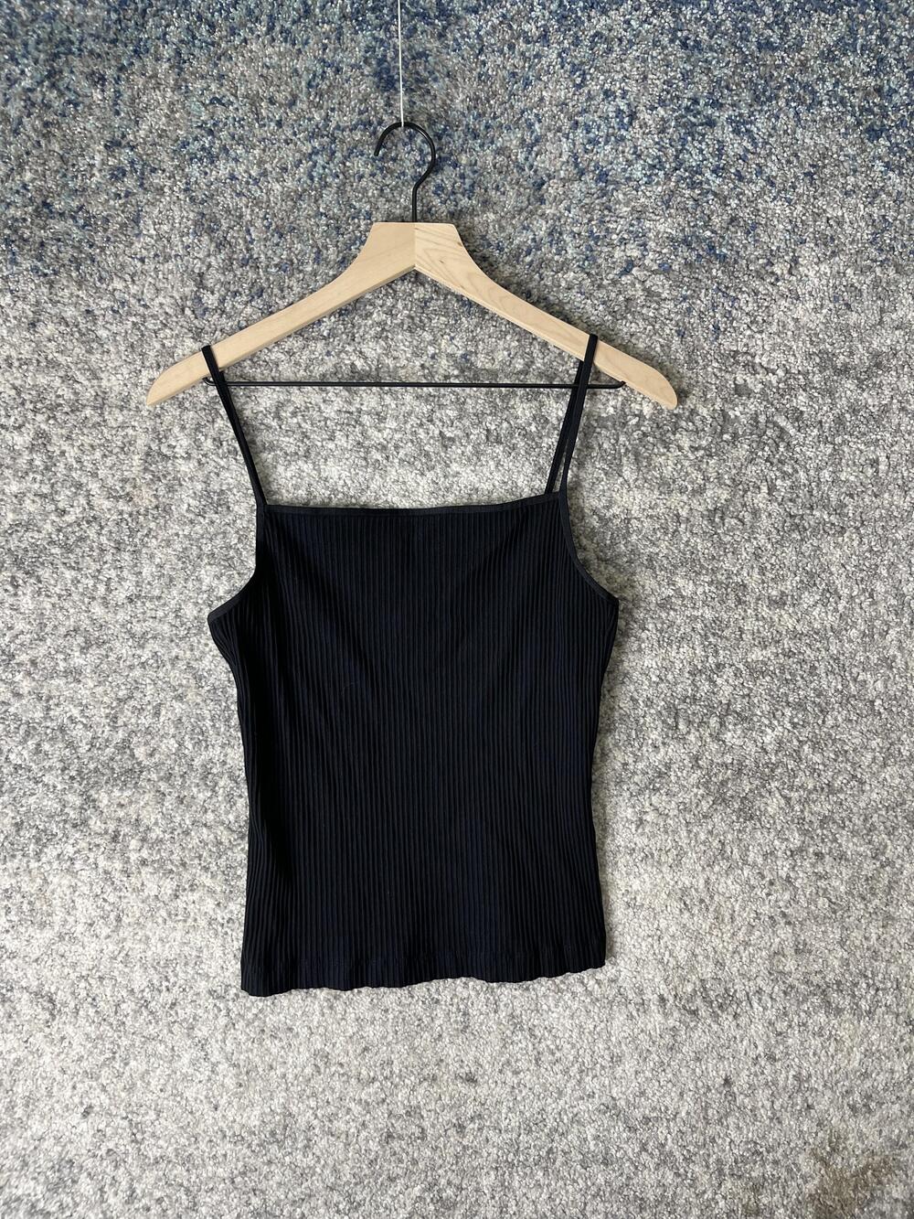 Wilfred Cami Tank Top Womens Small Black Ribbed Knit Spaghetti Strap Stretch